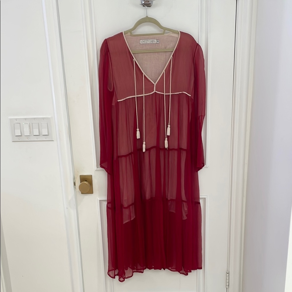 Sheer Red Boho Dress